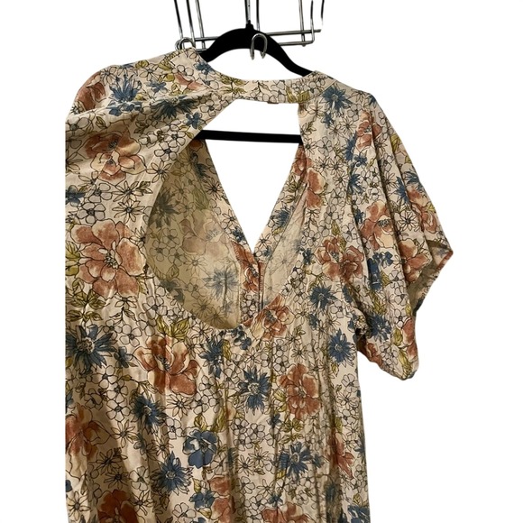 Saltwater LUXE Floral High Low Button down Open Back Midi Dress Sz S Made in USA - Picture 5 of 7